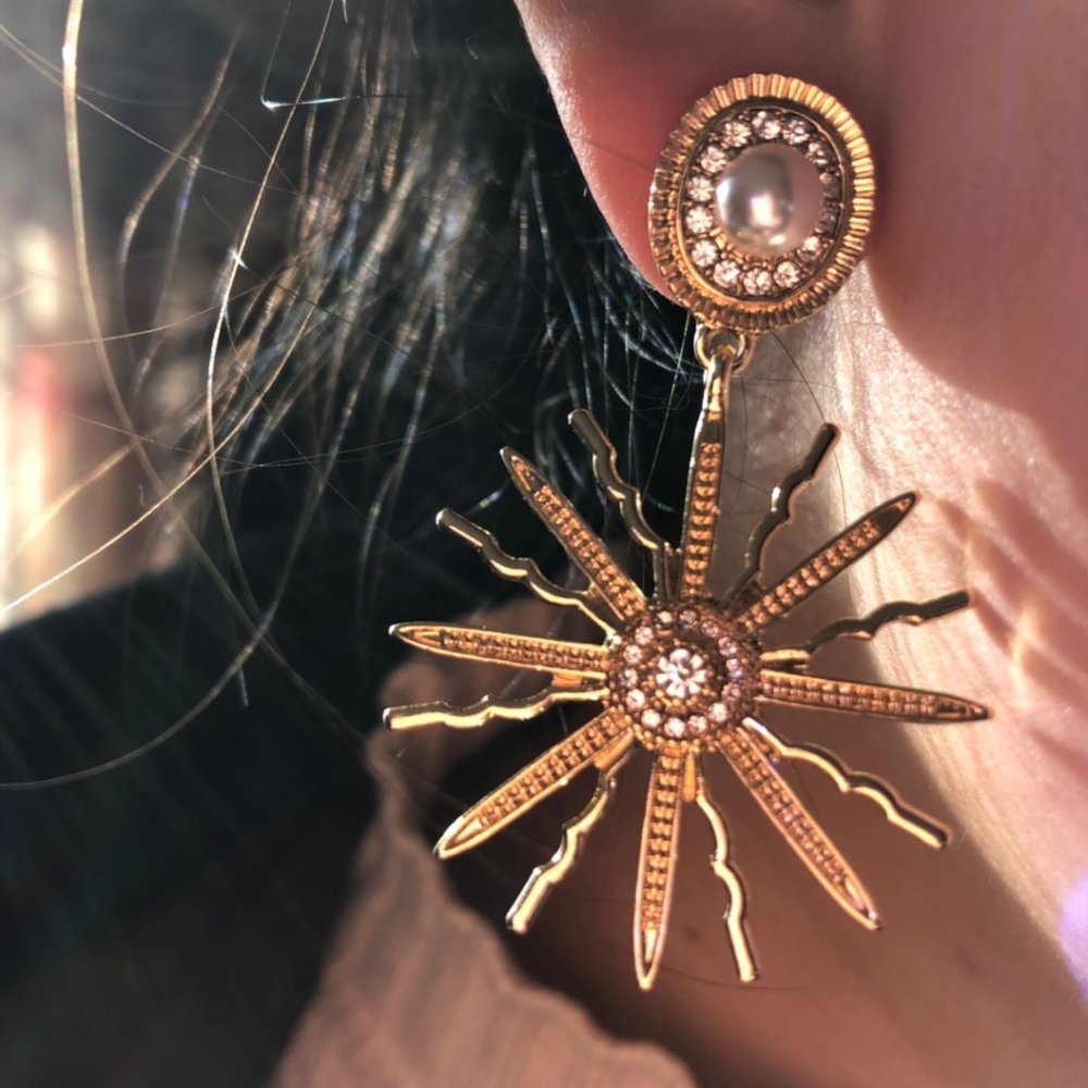LAST ONE 💖Sun Boho Firework Faux Pearl Earrings - Picture 4 of 9